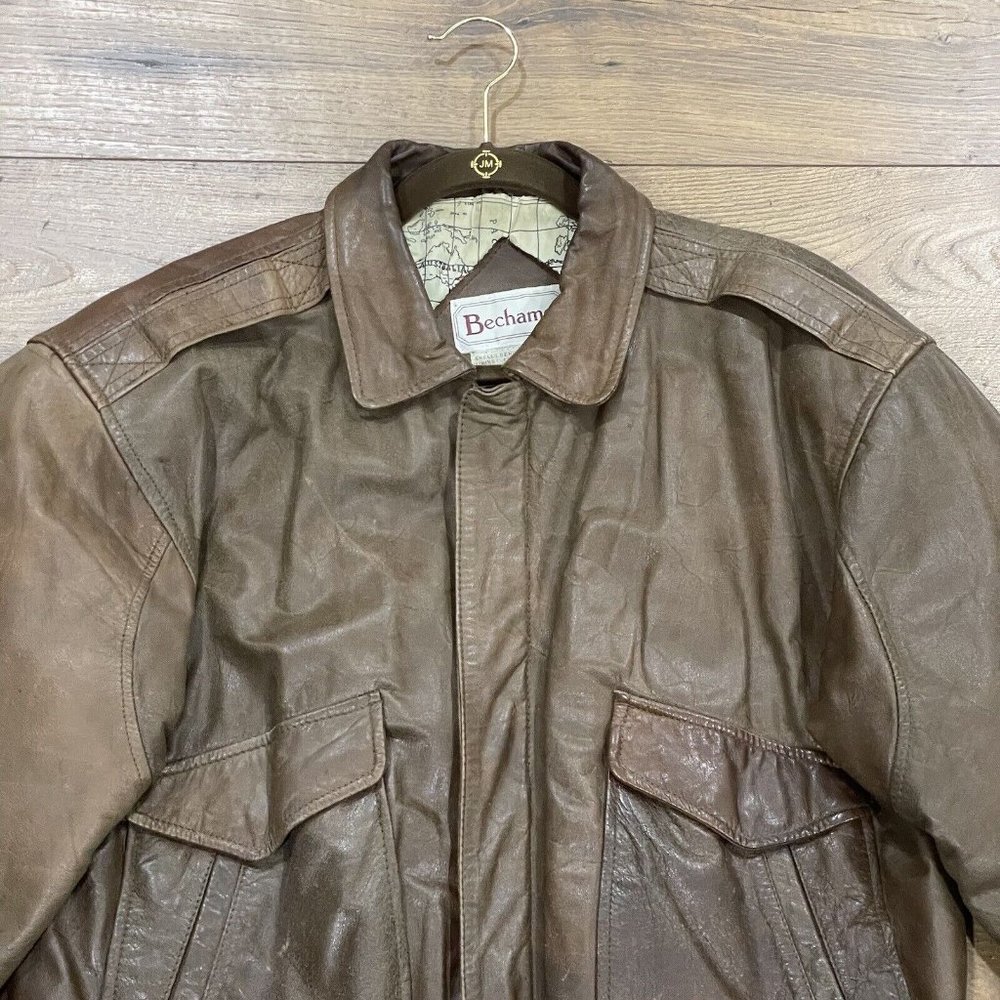 Bechamel Brown Leather Bomber Jacket - image 2